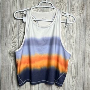 Athleta Women’s Shanti Crop Tank Print Blue Orange White Cropped Tank Sz L
